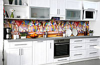 60х250 см, Фартук пвх для кухни, 3D фартук, самоклеющаяся пленка для кухни, самоклейка цветная Новогодний
