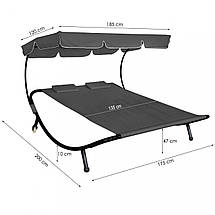 Шезлонг (лежак) садовий двомісний з навісом Springos GF2002, фото 2