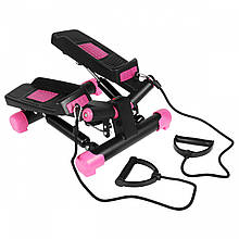 Степпер поворотний (міні-степпер) з еспандером SportVida SV-HK0360 Black/Pink