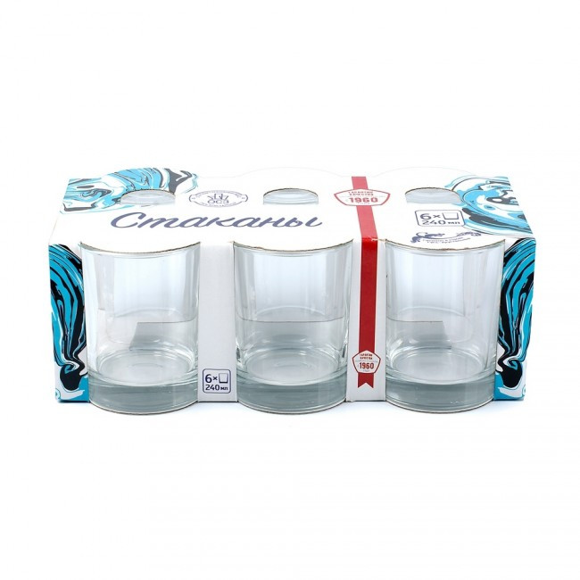 Набір склянок ОСБ Гладкий 250мл 6шт (02с1021У), фото 1