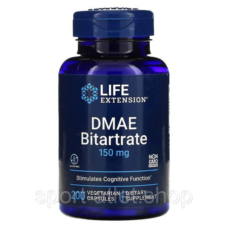 Натуральна добавка Life Extension DMAE Bitartrate 150 mg, 200 вегакапсул, фото 1