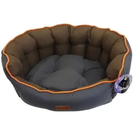 Лежанка AnimAll Royal Classic M GRAY - BEIGE для собак і кішок, сіра, 59×53×23 см, фото 2