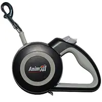 Поводок-рулетка AnimAll Reflector для собак весом до 15 кг, 3 м, серо-чёрная