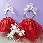 Костюм новорічний сніжинка 1-8 років спідниця червона фатинова та обруч сніжинка 1 шт, фото 3