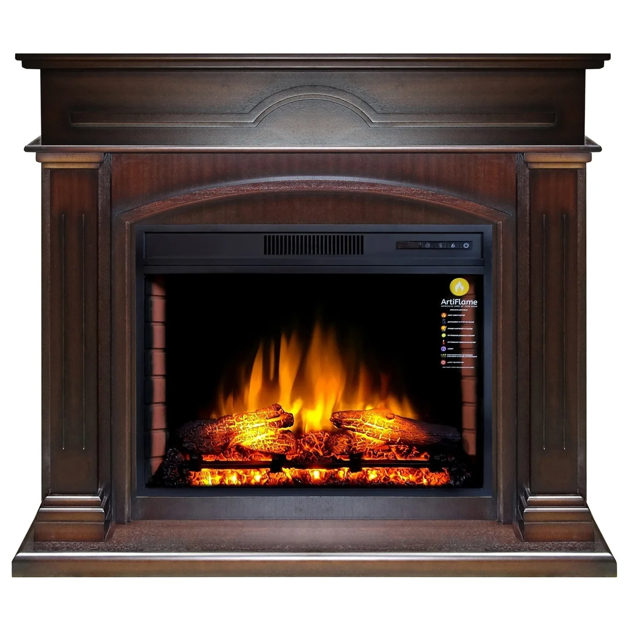 Каминокомплект ArtiFlame DECEMBER AF28S Махагон коричневий антик ефект полум'я зі звуком і обігрівом