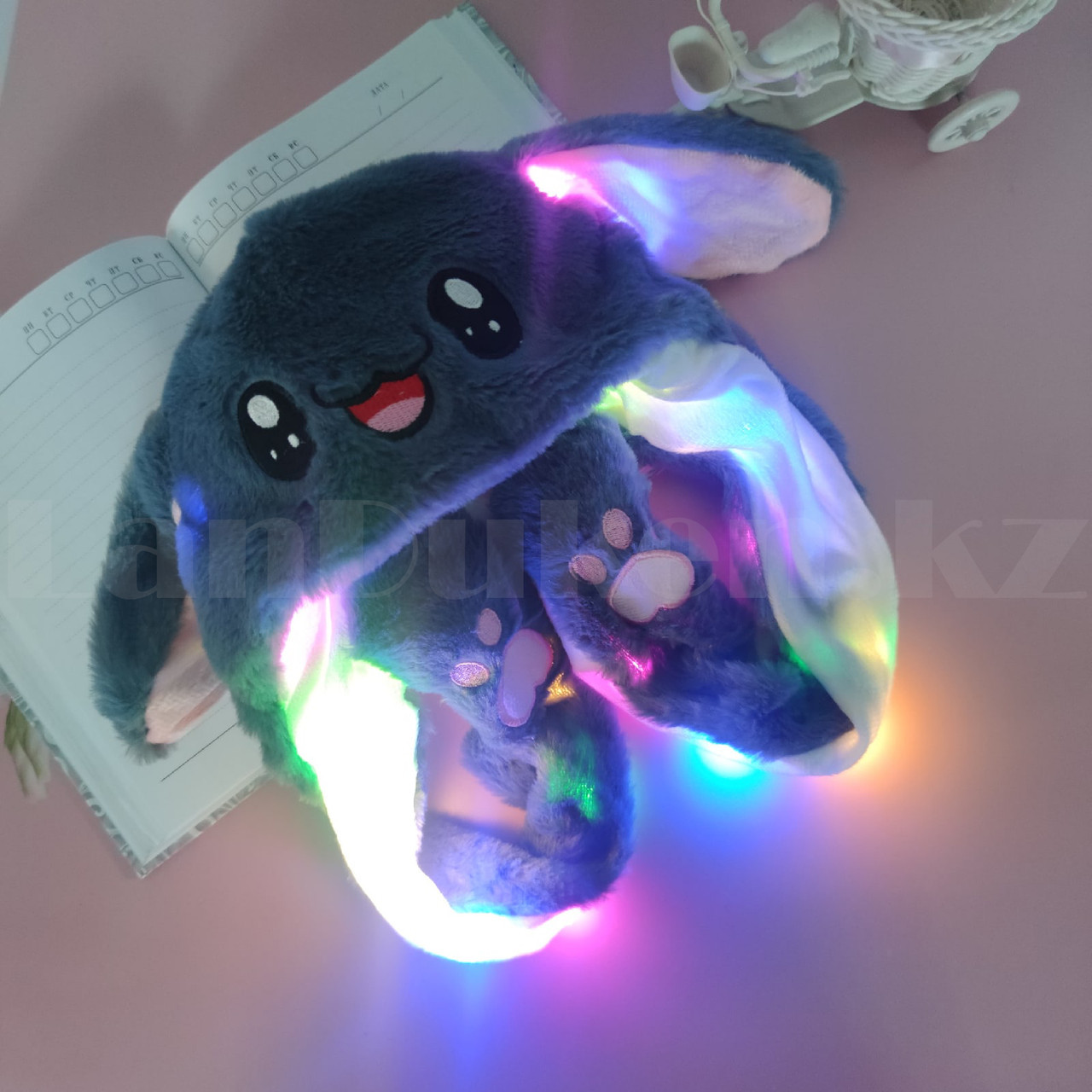 Шапка, що світиться Pikachu with led Пікачу з рухомими вушками Сіра, фото 1