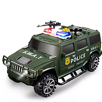 Электронная детская сейф копилка с кодом и отпечатком пальца в виде полицейской машины Хаммер SWAT Зеленая
