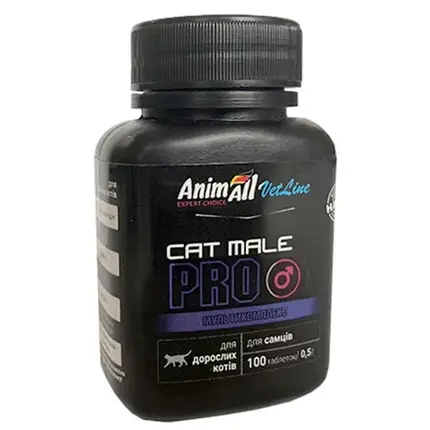 Витамины AnimAll VetLine CAT MALE PRO для взрослых котов (самцов) 0.5 г × 100 табл, фото 2