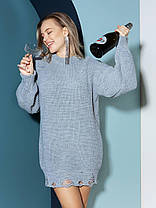 Сукня туніка рвана тепла в'язана з довгим рукавом хіт зима 2025, фото 5