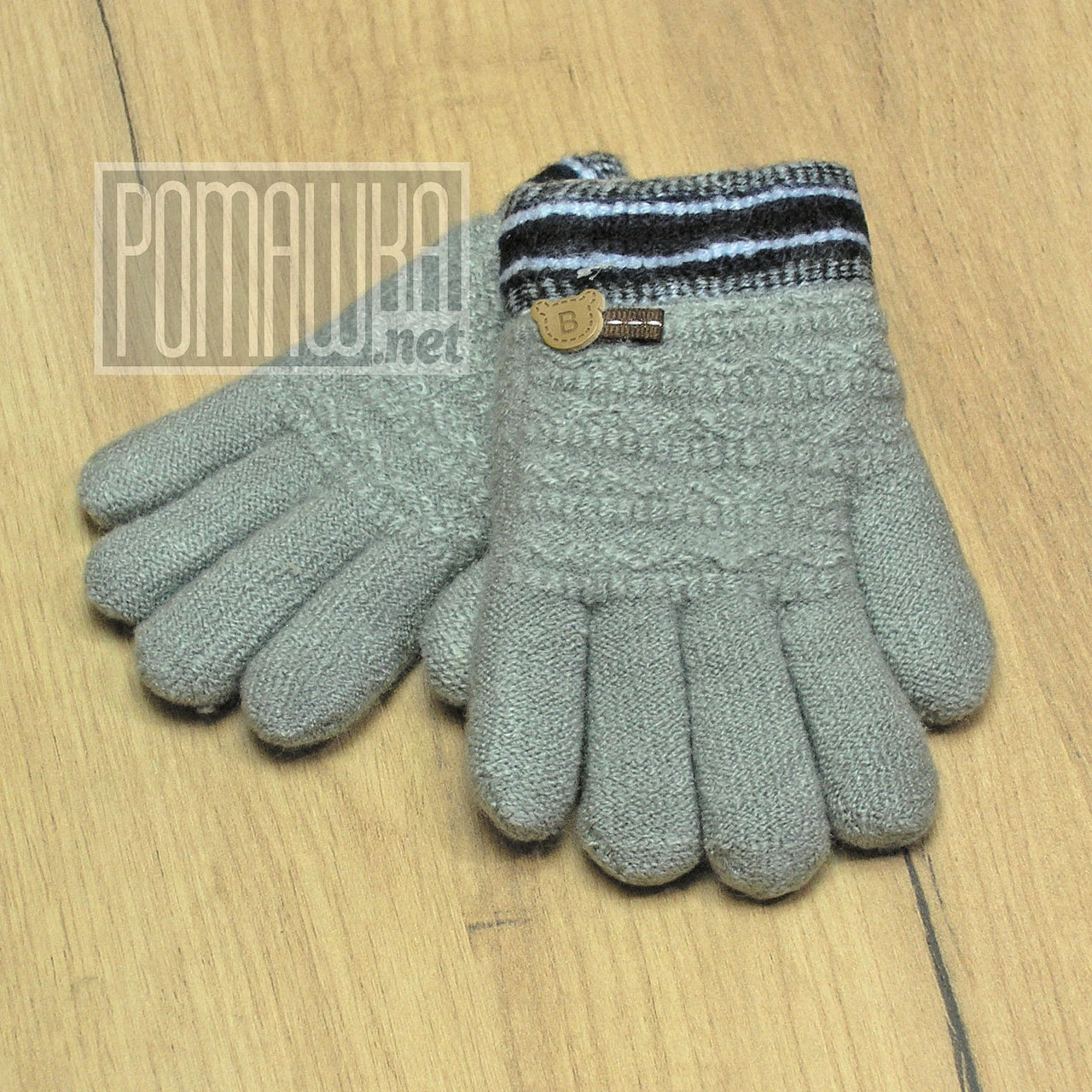 3-5 років 13 см зимові на махрі теплі подвійні в'язані дитячі рукавички перчатки для малюків хлопчика 8137 СР