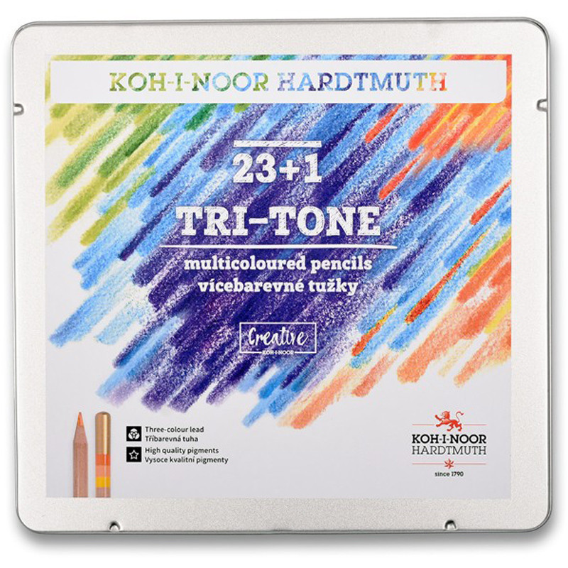 Олівці кольорові TRI-TONE 23+1, мет.кор.