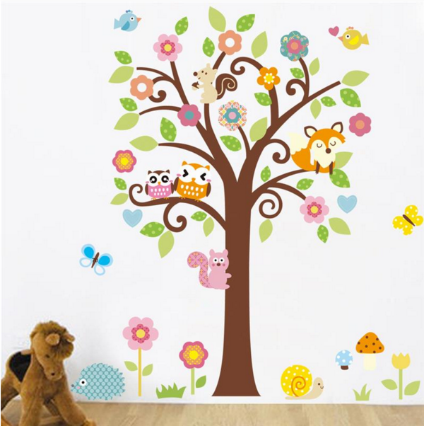 Наклейка на стіну, прикраси стіни наклейки "Дерево в дитячу" 135см*115см (2листа 50*70см і 40*60см)