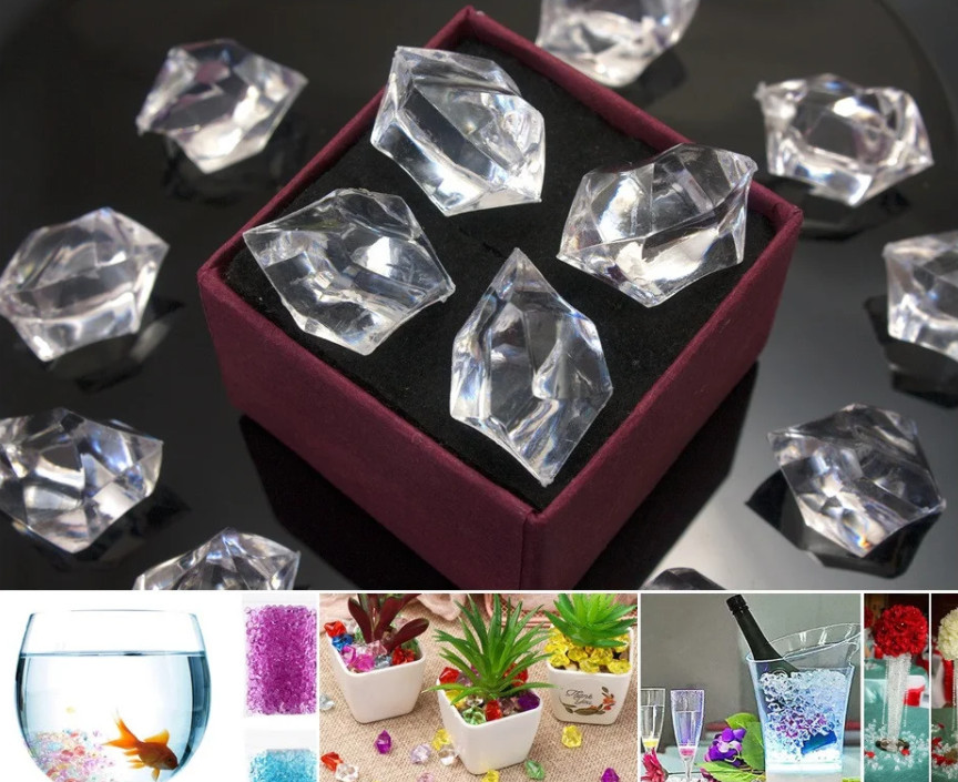 Кристалі декоративні прозорі "Штучний лід" ~24х17 мм (10 шт)