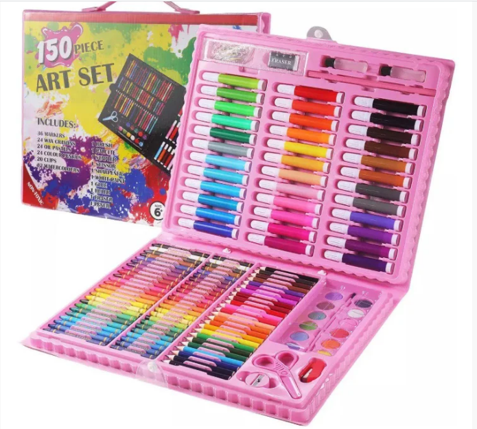Набір для дитячої творчості у валізі з 150 предметів рожевий EL-1095-1 (20 шт./ясть), фото 1