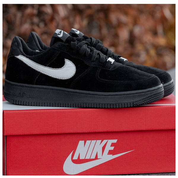 Nike air force 1 black and white suede online