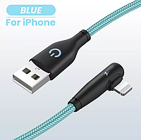 Кабель кутовий 90 градусів для швидкого заряджання iPhone USB - Lightning 1м. Зарядний шнур на айфон лайтнінг F34U