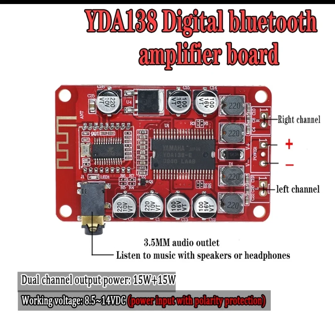 Підсилювач Bluetooth YAMAHA YDA 138E. Стереопідсилювач. DC 8,5-14V,, фото 1