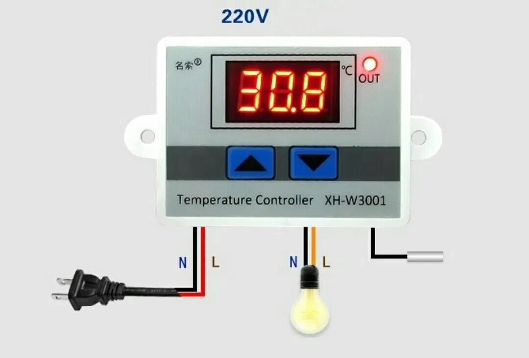 Терморегулятор XH-W3001 220V. термореле. 10А. 1,5 кВт. З термопарою.