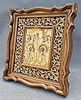Кіот з внутрішньої різьбленою дерев'яною рамою для старовинної ікони в окладі, фото 6
