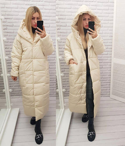 Женское зимнее пальто-одеяло кремовое М500, цена 2300 грн — Prom.ua (ID ...
