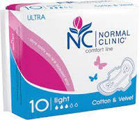 Прокладки для критичних днів 3 краплі, 10 шт Normal clinic Comfort Ultra Line, light, cotton&velvet