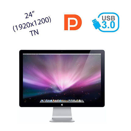 Монітор Б клас Apple Cinema Display / 24" (1920x1200) TN / 3x USB 3.0, 1x MiniDP, 1x MagSafe / iSight / 2.1, фото 2