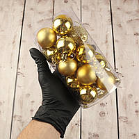 Елочные шары 20 шт в коробке золотые-желтые 3 вида, 40 мм шарики на ёлку новогодние украшения (Настоящие фото)