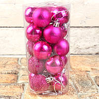 Набор шариков для украшения елки 20шт розовый 4см Шары новогодние глянец, матовые, блестки (Оригинальные фото)