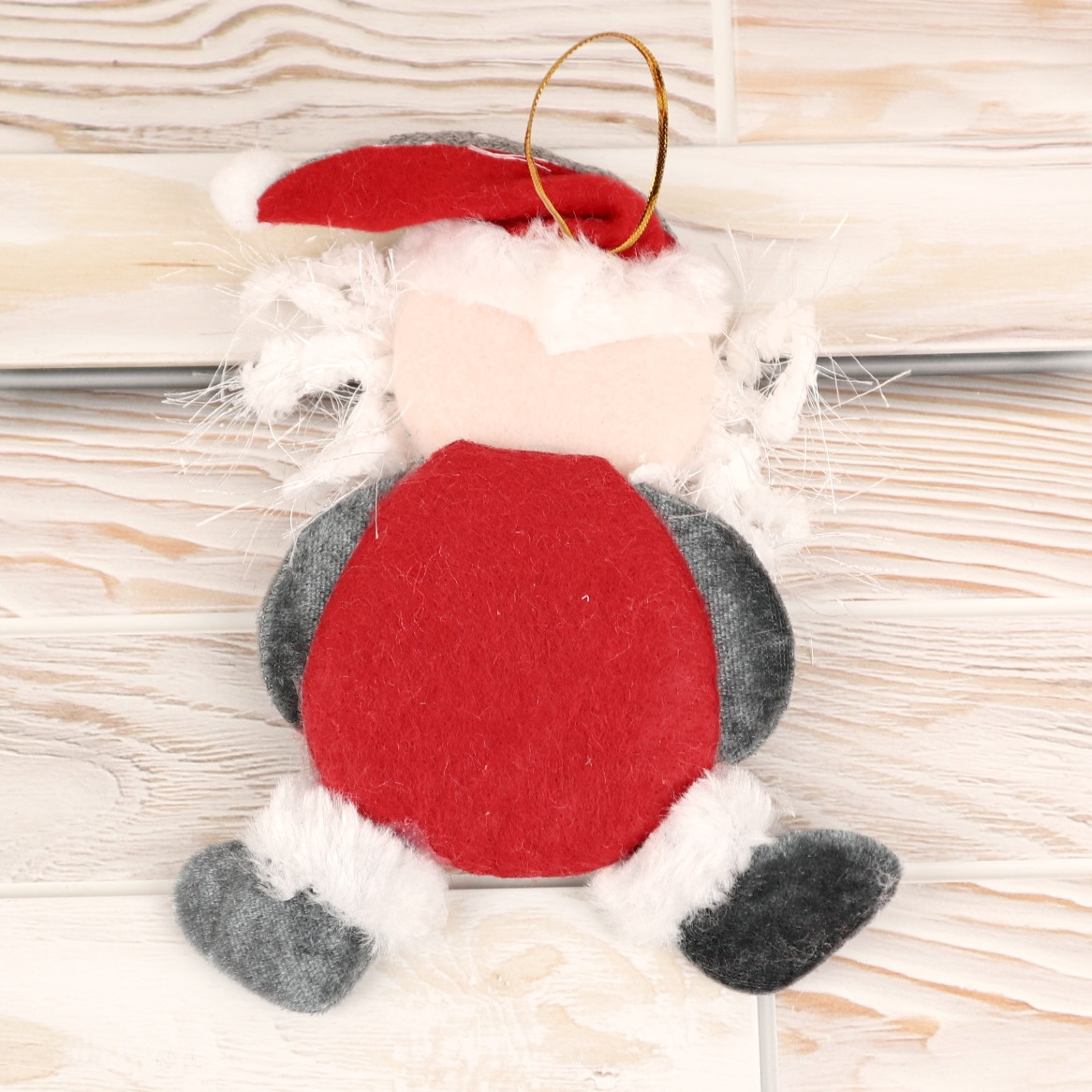 Мягкая декоративная новогодняя фигура-игрушка на елку Санта Дед Мороз серый подвеска рождественская Живые фото - фото 2 - id-p1527689505