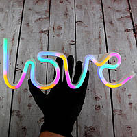 Неоновый светильник-ночник Love Neon 34х13 см На подарок девушке день влюбленных 14 февраля Св.Валентина