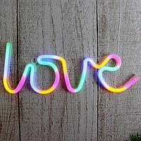 Неоновый светильник на стену ночник декоративный NEON неоновая лампа на стену LOVE Разноцветный (Живые фото)