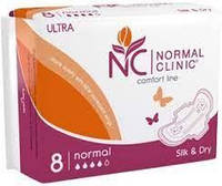 Прокладки для критичних днів Normal clinic Ultra Comfort Line, normal, silk&dry, 4 краплі, 260 мм / уп. = 8