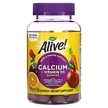 Кальцій та вітамін Д3, 60 жувальних таблеток Nature's Way, Alive!