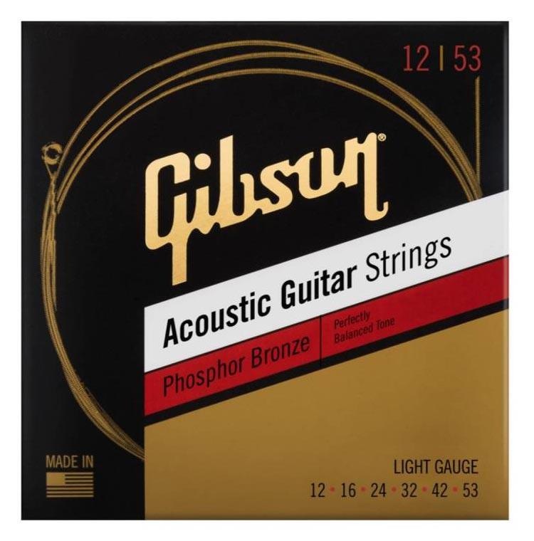 Струни для акустичних гітар GIBSON SAG-PB12 PHOSPHOR BRONZE ACOUSTIC GUITAR STRINGS 12-53 ULTRA-LIGHT