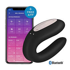 Satiffyer Double Joy Black Steam Smart Vibrator з широким стимулятором клітора