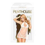 Комплект сорочка у стилі 60-х та трусики з доступом Penthouse - Libido Boost White L/XL SO5278, фото 3