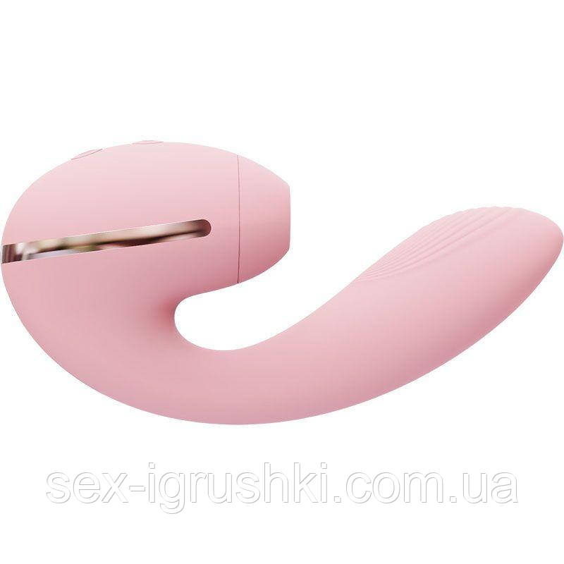 Вакуумний вібратор KISTOY Tina Mini Pink, вагінально-кліторальний SO4954