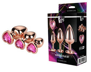 Набір анальних проторів блискучих кольорів Rose Gold Plug
