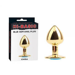Анальний пробний пробки з Chisa Hi-Basic Gold Blue Gem Anal Plug