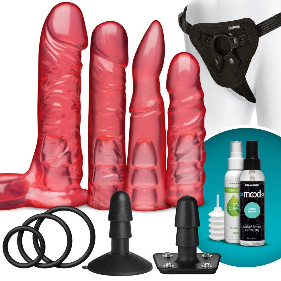 STRAIPON DOC JOHNSON VAC-U-LOCK CRYSTAL JELLIES SET, діаметр 3,8 см, 24,5 см, 5,1 см, фото 1