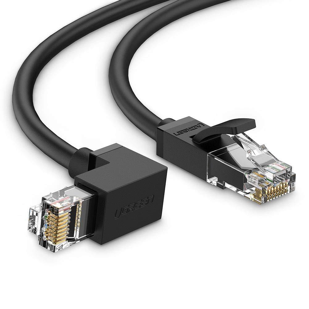 Інтернет кабель UGREEN Cat6 Lan круглий мережевий шнур патч-корд кутовий роз'єм RJ45 2 м (NW112)