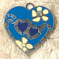 Підвіска з емаллю Сердечка з серцем велике (2,6*2,4 см)