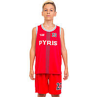 Форма баскетбольна дитячий/підлітковий (зростання 120-165см) NB-Sport NBA PYRIS 23 BA-0837 червоний
