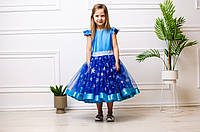 Платье детское без рукава, со съемной юбкой, подъюбником и подкладкой, цвет - голубой.
