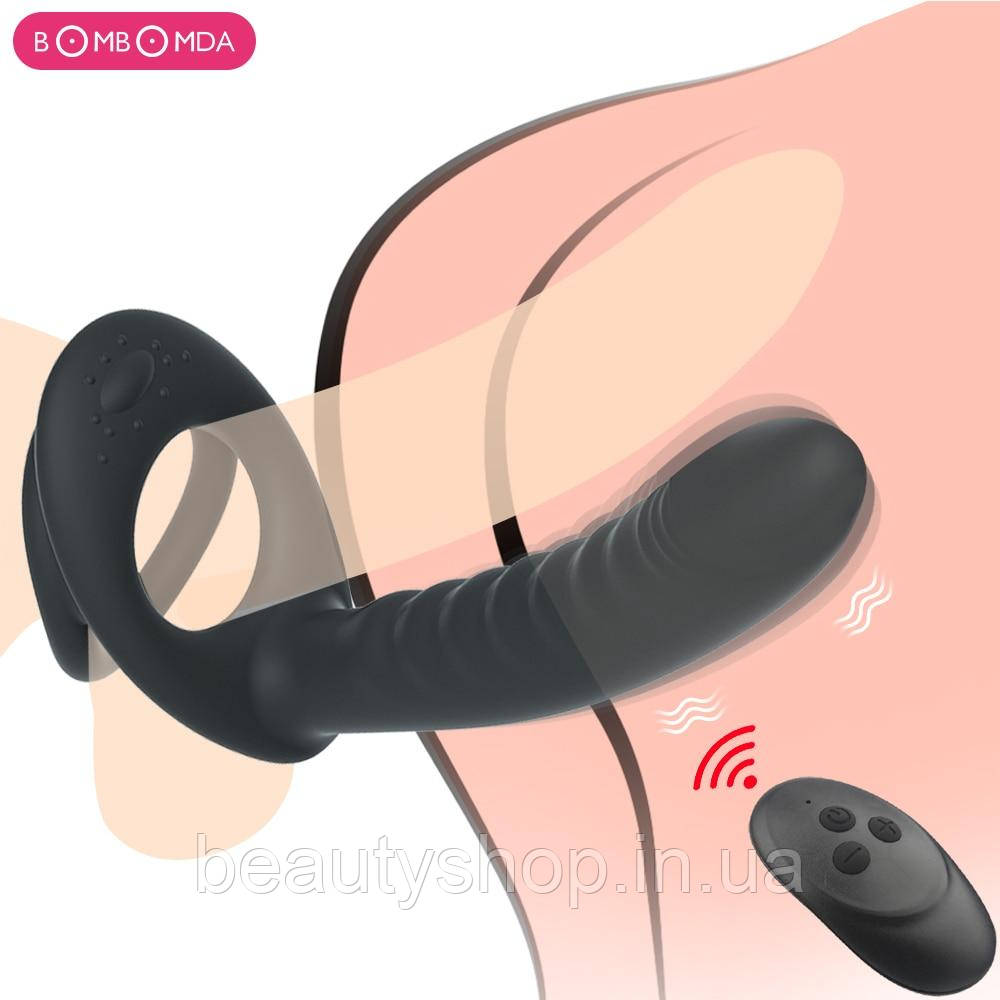 Вібратор з подвійним проникненням – ерекційне кільце на член, секс-іграшка для пар, фото 1