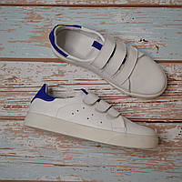 Шкіряні кеди на липучці Білий, Натуральна шкіра