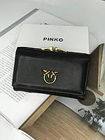 Жіночий брендовий гаманець Pinko Пінко в кольорах, гаманці шкіра, складаний гаманець, гаманець із логотипом Чорний