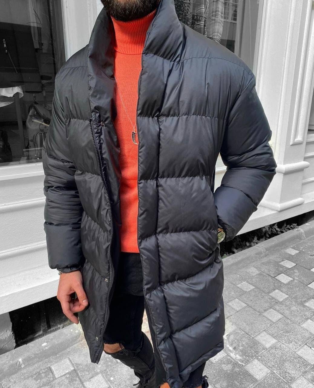Мужская удлинённая куртка куртка Black (Зима)