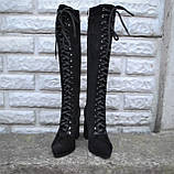 Замшеві чоботи зі шнурівкою на підборах, фото 2