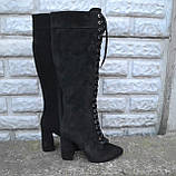 Замшеві чоботи зі шнурівкою на підборах, фото 3